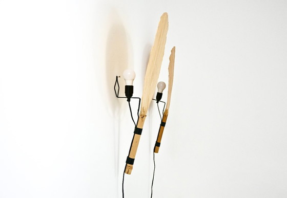 Pair of “Uchiwa” Wall Lamps by Ingo Maurer for M Design, 1970s – Wall lights, Paper, Bamboo (photo 9 of 13)