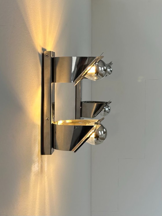 Image 1 of Coppia di applique vintage, metallo cromato, Francia, 1970