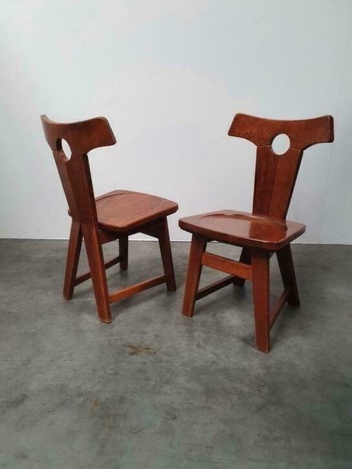 Brutalist Oak Chairs 60s Black