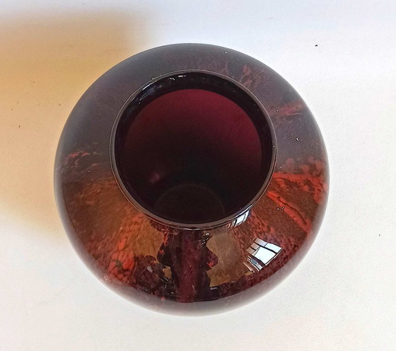 Image 1 of Jarrón de vidrio soplado rojo carmín años 50 Altura 26 cm