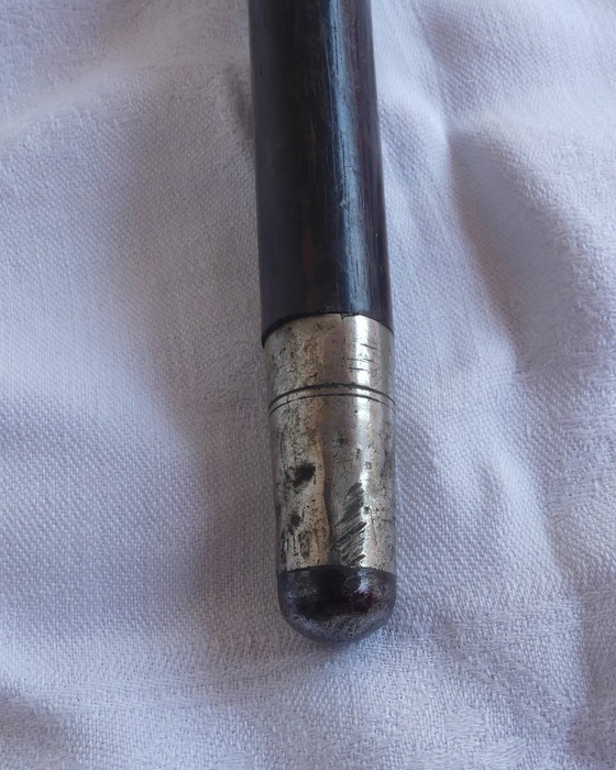 Image 1 of Canne 800 argent Lutz & Weiß Pforzheim ébène 94 cm Art Nouveau aeb