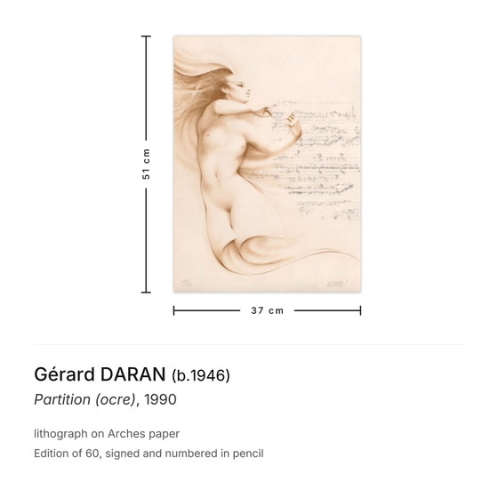 Image 1 of Gérard DARAN Partition (ocre) Signed lithograph 1990