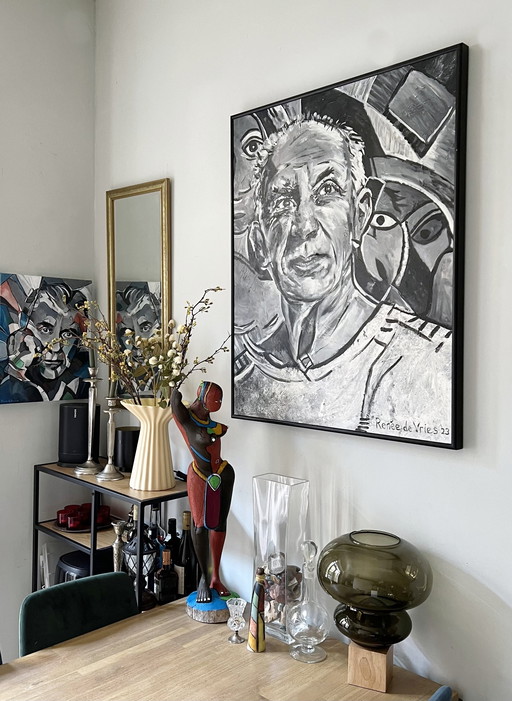 Portrait Pablo Picasso: Acrylic on Linen, 0.80-1.00 m (Renée de Vries 2023)