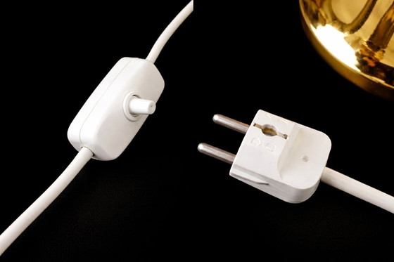 Image 1 of Vintage Italiaanse keramieken tafellamp – Bitossi voor Bergboms– goudkleurig – Made in Italy (jaren 60/70)