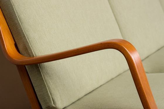 Image 1 of 2-seat Danish sofa in laminated beech and mahogany Model AX by Peter Hvidt and Orla Mogaard-Nielsen for Fritz Hansen 1960