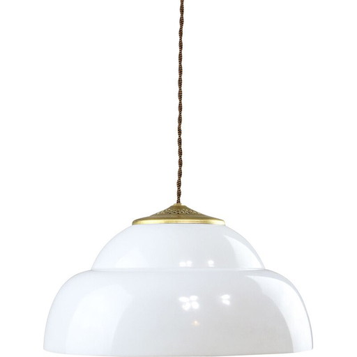 Lampada a sospensione vintage in ottone e plexiglass, Italia