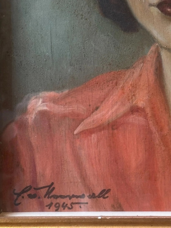 Dipinto a olio su tavola, Ritratto femminile, 1945, Dipinti e disegni (foto 3 di 7)