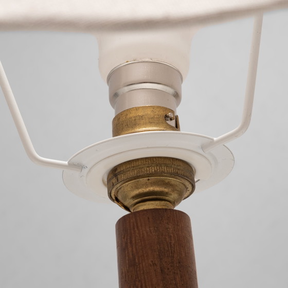 Organic Teak and Brass Table Lamp with ‘Flower’ Shade Denmark, 1960s, Scandinavian (photo 6 of 7)