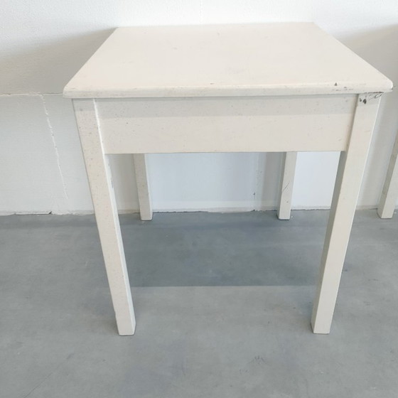 Image 1 of Set of 2 vintage Brocante side tables, plant table, coffee table, hallway cabinet with drawer