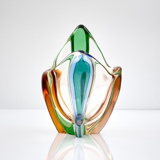 Image 1 of Vintage veelkleurige glazen vaas van František Zemek uit de Rhapsody-collectie