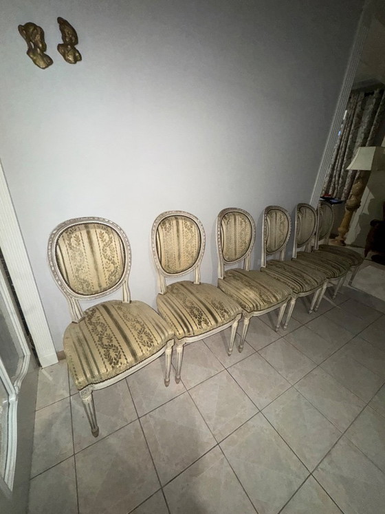 6 medallion chairs in Louis XVI style – Dining chairs, Wood (photo 2 of 5)