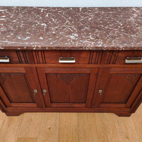 Buffet bas Vintage Ancien Commode Meuble de Salle de Bain avec Plateau en Marbre – Marble (photo 12 of 12)