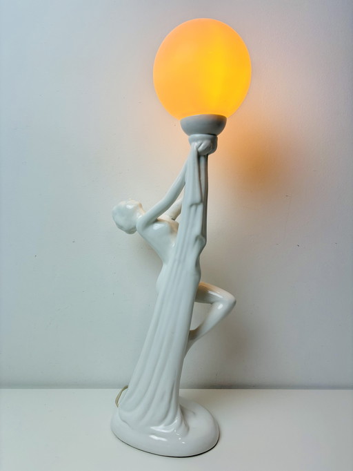 Lampe de table Art déco à figure féminine