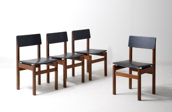 Mid-Century Set van 'Abstracta' stoelen van Jos De Mey – Eetkamerstoelen, Leather (photo 5 of 15)