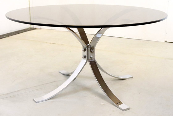 Image 1 of Tavolino vintage cromato con piano in vetro fumé 'Ostrau