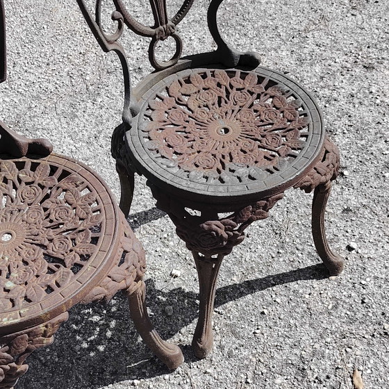 Garten-Set aus Gusseisen mit Stühlen und Tisch – Marmor, Klassiek (photo 15 of 20)
