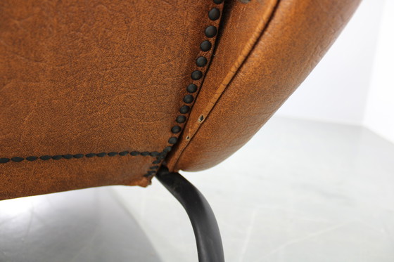 Image 1 of 1950 Marco Zanuso Liggende 'Lady' Loungestoel in kunstleer, Italië