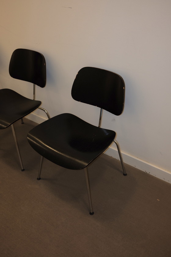 Image 1 of 4x Eames DCM Dining Stoelen Vitra Eetkamerstoelen