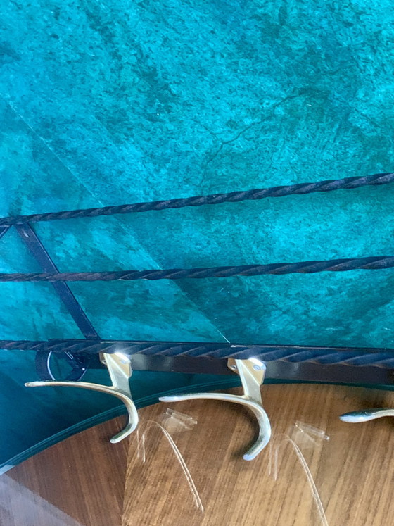 Appendiabiti e porta cappelli da parete in stile Art Déco/Mid-Century – 3 ripiani in ferro battuto e ottone (photo 4 of 15)