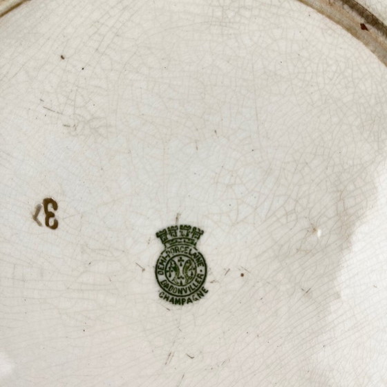 Image 1 of Runde „Champagner“-Schale, Badonviller, grün, frühes 20. Jahrhundert.