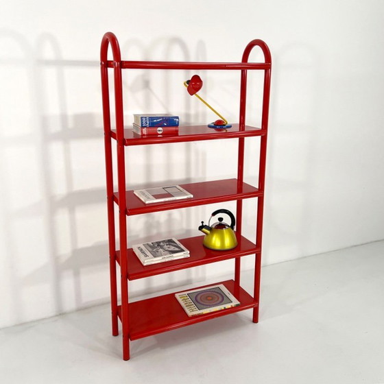 Image 1 of Mensola tubolare rossa, anni '80