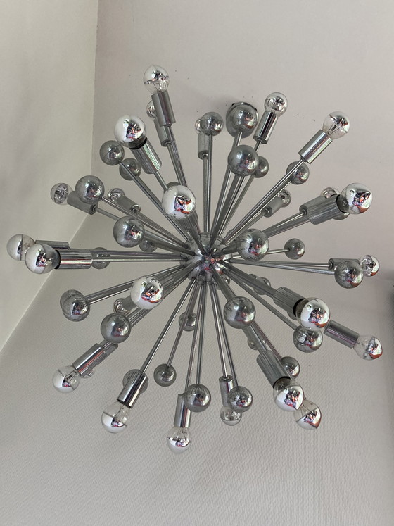 Image 1 of Chroom Sputnik Space-age kroonluchter uit de jaren 70 extra groot model