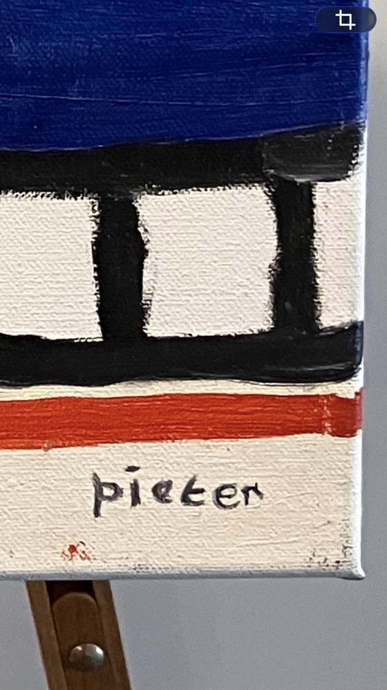 Image 1 of Pintura moderna de Pieter Boxman de 1990, Construyendo escaleras, puentes II