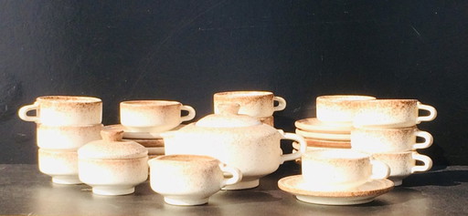 Vintage 60s ' Fat Lava West-Germany ' brutalist servies