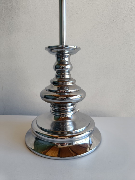 Image 1 of Lampada da tavolo o da terra Reggiani, Italia anni '60/'70, cromo e smalto, design a 3 luci