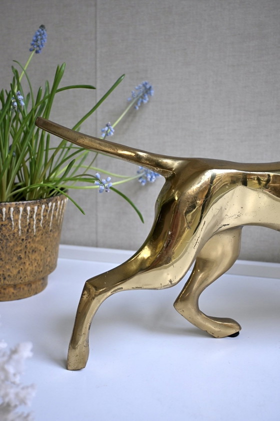Image 1 of Hollywood Regency XL vintage brass dog statue