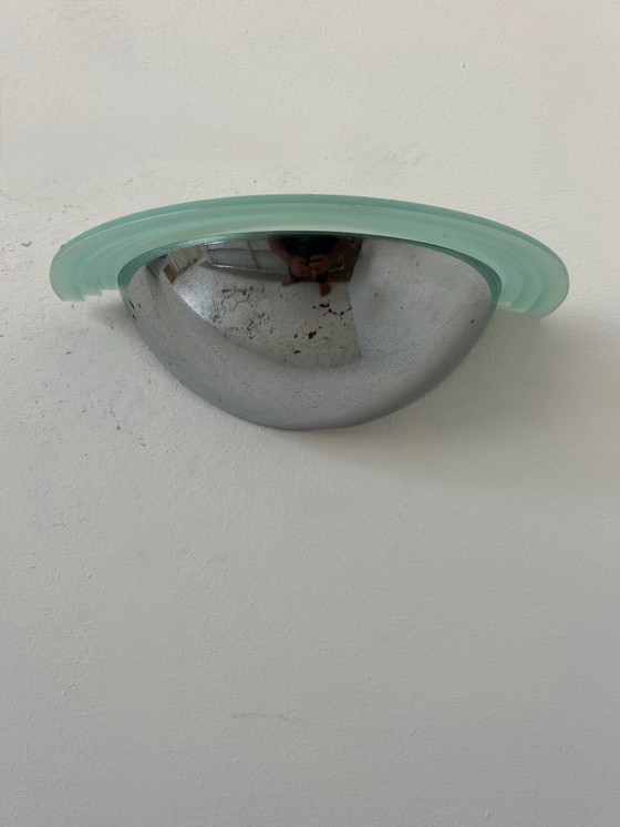 Image 1 of Coppia di applique vintage, cromo e vetro d'altare, Svezia 1970