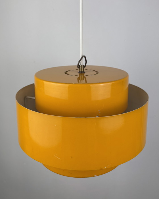 Image 1 of Space Age Ceiling Lamp, Fog & Mørup, 1960s Yellow, Denmark, Minimalistic Design, Retro-Futuristic Lamp, Sputnik Design Jo Hammer