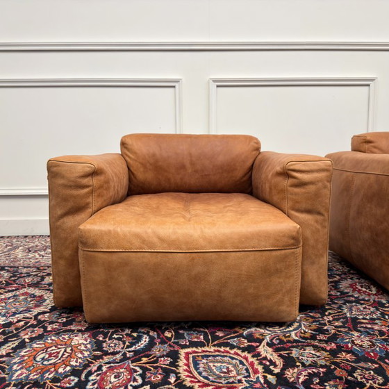Set Frigerio Cooper Junior Armchairs brown leather (photo 6 of 12)