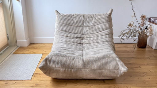 Canapé 1 place Original Ligne Roset Togo – Velours côtelé beige
