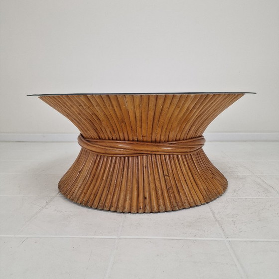 Image 1 of Sheaf of Wheat Bamboo Coffee Table by McGuire, USA, circa 1970