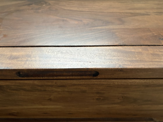 Image 1 of Banco de almacenaje de madera maciza de sheesham – Banco arcón de 2 plazas