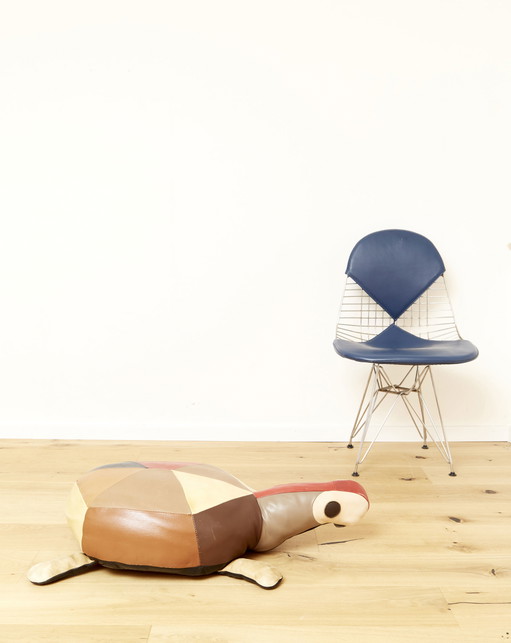 Mid - Century Modern leather poufs, Switzerland, 1960s