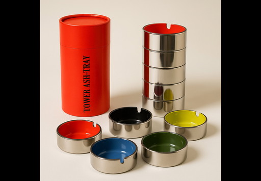 Tower Ash-Tray vintage japanese - Set of 5 stackable ashtrays with original case (first productions)