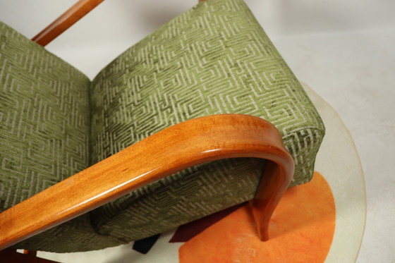 Image 1 of Art deco Sessel Geometrischer Stoff Moos grün 1950