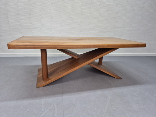 Vintage Brutalist Solid Oak Coffee Table