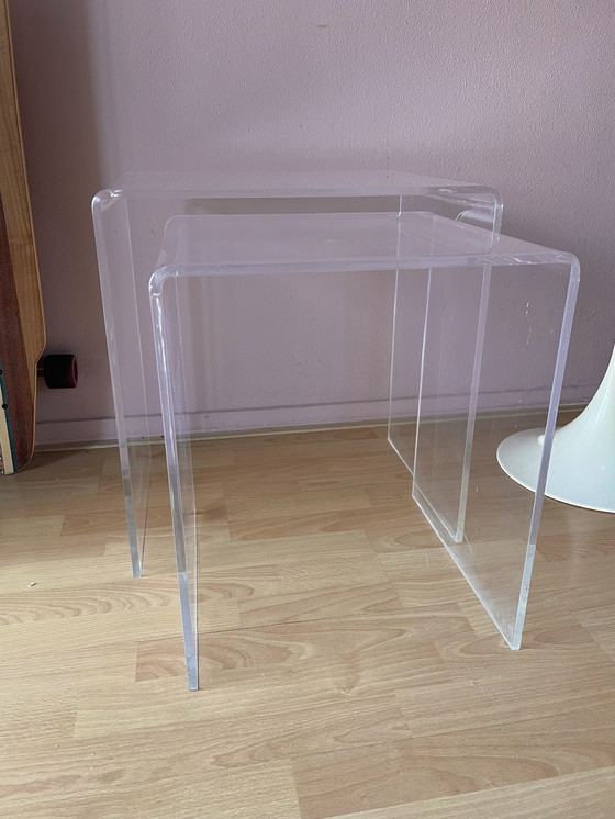 Image 1 of Tables gigognes Acrylique Vintage 60s 70s Seventies Sixties Tables Set