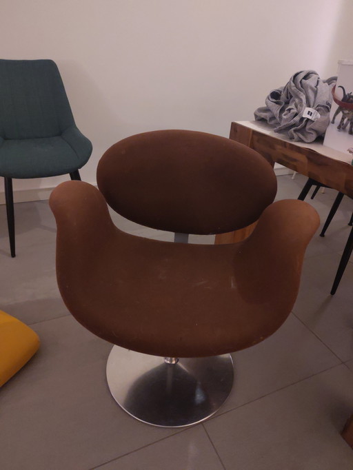 Sedia Artifort Tulip marrone. Comoda. Un po' rovinata. Possibilità di rivestimento.