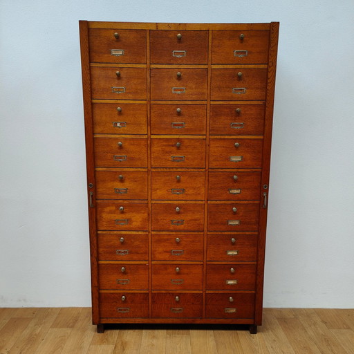 Vintage Holz Notarschrank Aktenschrank Klappenschrank Apotheker Schrank Fach Schrank