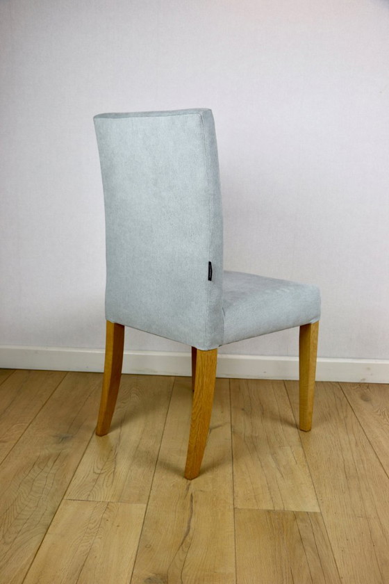 Sedie in Rovere Ikea Ristrutturate Vintage Blu-Celadon-Grigio - 2 Pezzi - Set – Axel Concept, Sedie da pranzo (photo 9 of 12)