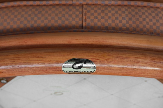 Image 1 of Set of 6 bamboo dining room chairs with geometric upholstery by Gasparucci, Italy 1980s