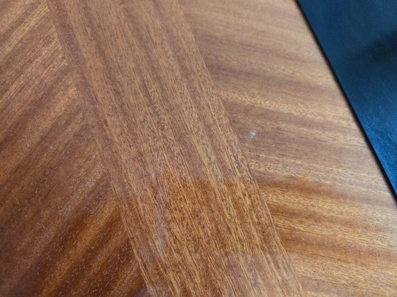 Image 1 of Vintage bijzettafel uit de jaren 50, zwart formica en mahoniehout, jaren 50, DLG Andre Monpoix