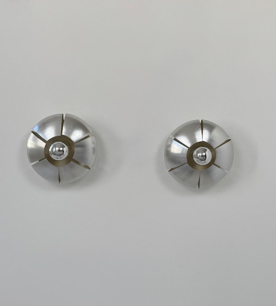 Image 1 of Paire d'appliques vintage, aluminium brossé, France,1970