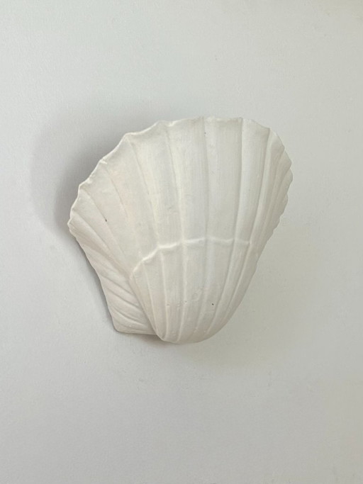 Paire d'appliques vintage coquillage, plâtre blanc mat, France, 1970