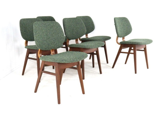 Image 1 of Ensemble de 6 chaises de salle à manger hollandaises « Zegge » vintage rembourrées