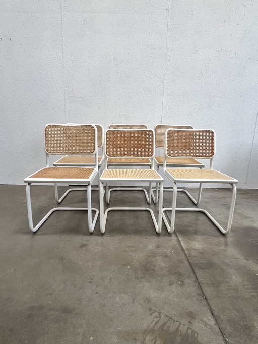 Sechs Vintage Cesca Design Stühle, weißes Finish, 1980er Jahre